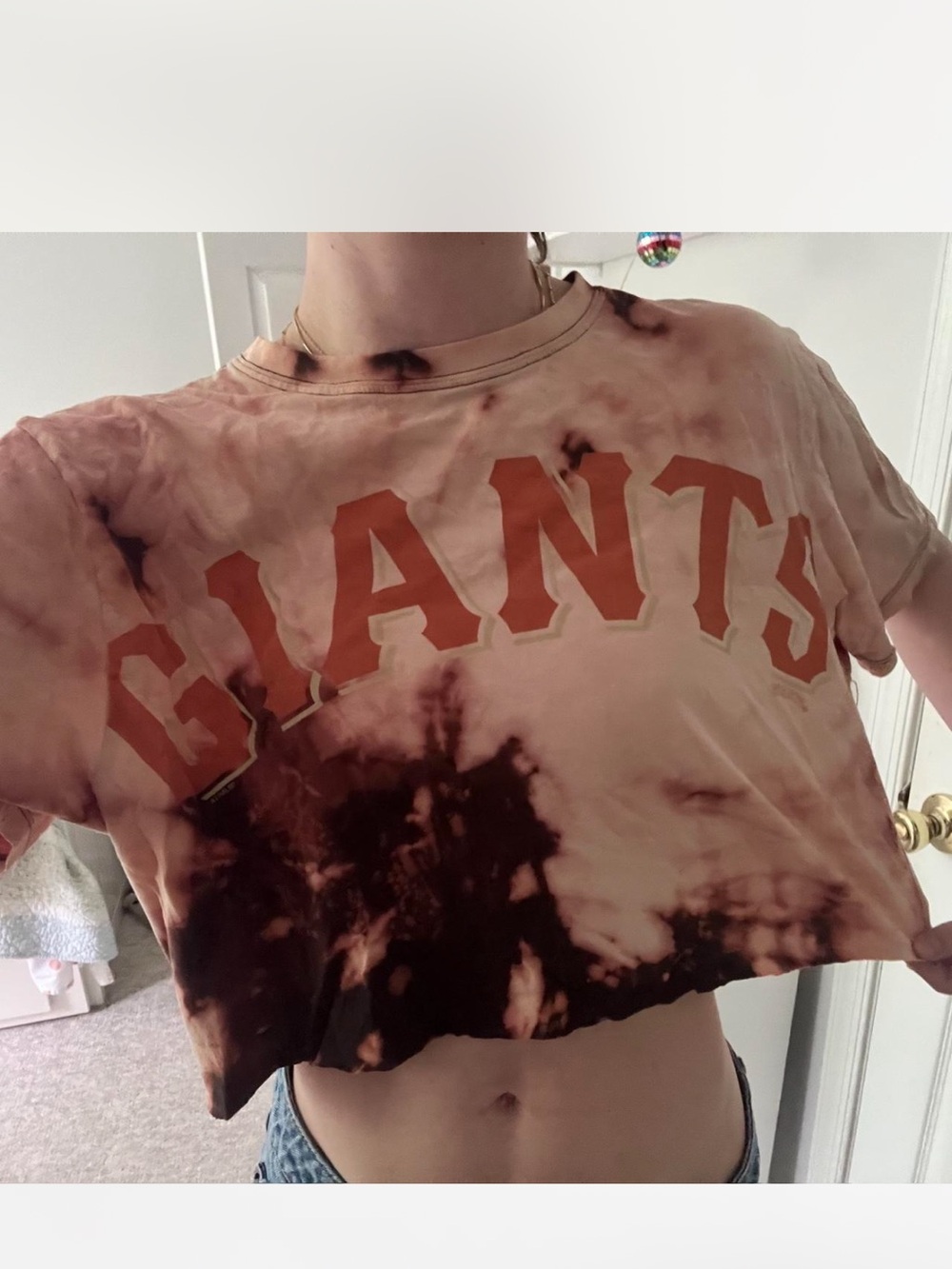 GIANTS Tie-Dye Crop Tee - Rust & Black